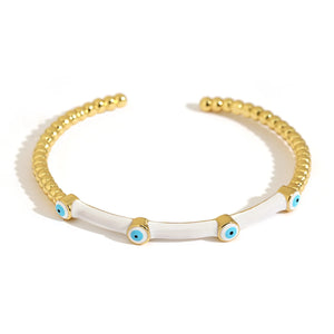 Boho Evil Eye Enamel Rhinestone Steel Bangle Bracelet Gift