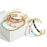 Boho Evil Eye Enamel Rhinestone Steel Bangle Bracelet Gift