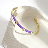 Boho Evil Eye Enamel Rhinestone Steel Bangle Bracelet Gift