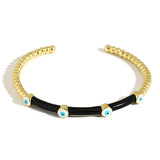 Boho Evil Eye Enamel Rhinestone Steel Bangle Bracelet Gift