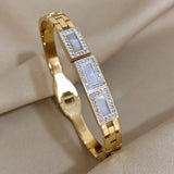 Charm Belt Buckle Coin Square Pendant Steel Bracelet