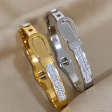 Charm Belt Buckle Coin Square Pendant Steel Bracelet