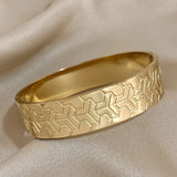 Chunky Charm Geometric Stainless Steel Bangles - Wide Bracelets for Women Men