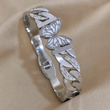 Chunky Stainless Steel Zircon Cuban Chain Butterfly Thick Bangle Bracelet