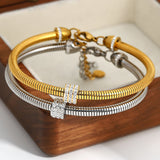 Zircon Beads Stainless Steel Bracelet for Women Plated Jewelry