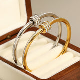Zircon Beads Stainless Steel Bracelet for Women Plated Jewelry