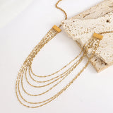 Layered Stainless Steel Necklace for Women Charm Thin Chain Choker