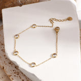 Retro Zircon Charm Bracelet Women Stainless Steel Thin Chain Jewelry Gift