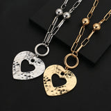 Punk Big Love Pendant Necklace Heart Long Chain Collier Couple Jewelry