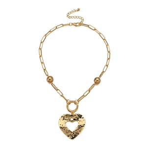 Punk Big Love Pendant Necklace Heart Long Chain Collier Couple Jewelry