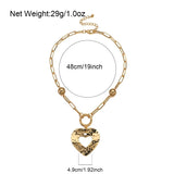 Punk Big Love Pendant Necklace Heart Long Chain Collier Couple Jewelry