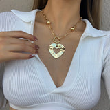 Punk Big Love Pendant Necklace Heart Long Chain Collier Couple Jewelry