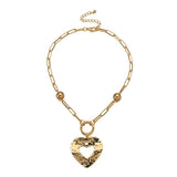 Punk Big Love Pendant Necklace Heart Long Chain Collier Couple Jewelry