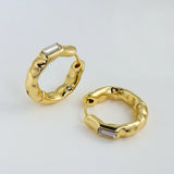 Silver Zircon Small Hoop Earrings Minimalist French Earrings