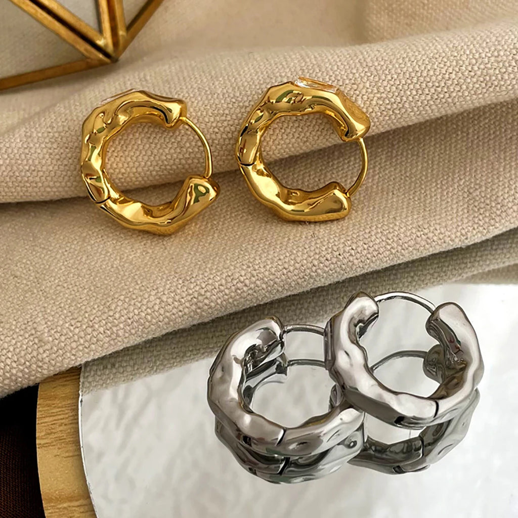 Silver Zircon Small Hoop Earrings Minimalist French Earrings