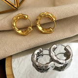 Silver Zircon Small Hoop Earrings Minimalist French Earrings