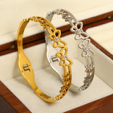 Butterfly Stainless Steel Bracelet with Zirconia Cuff