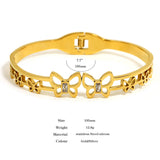 Butterfly Stainless Steel Bracelet with Zirconia Cuff