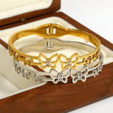 Butterfly Stainless Steel Bracelet with Zirconia Cuff