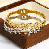 Butterfly Stainless Steel Bracelet with Zirconia Cuff