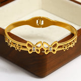 Butterfly Stainless Steel Bracelet with Zirconia Cuff