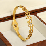 Butterfly Stainless Steel Bracelet with Zirconia Cuff