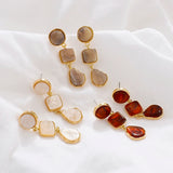 Geometric Resin Long Drop Earrings Statement Jewelry
