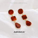 Geometric Resin Long Drop Earrings Statement Jewelry