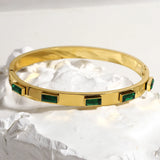Green Cubic Zirconia Bracelet Bangle Stainless Steel High Party Jewelry
