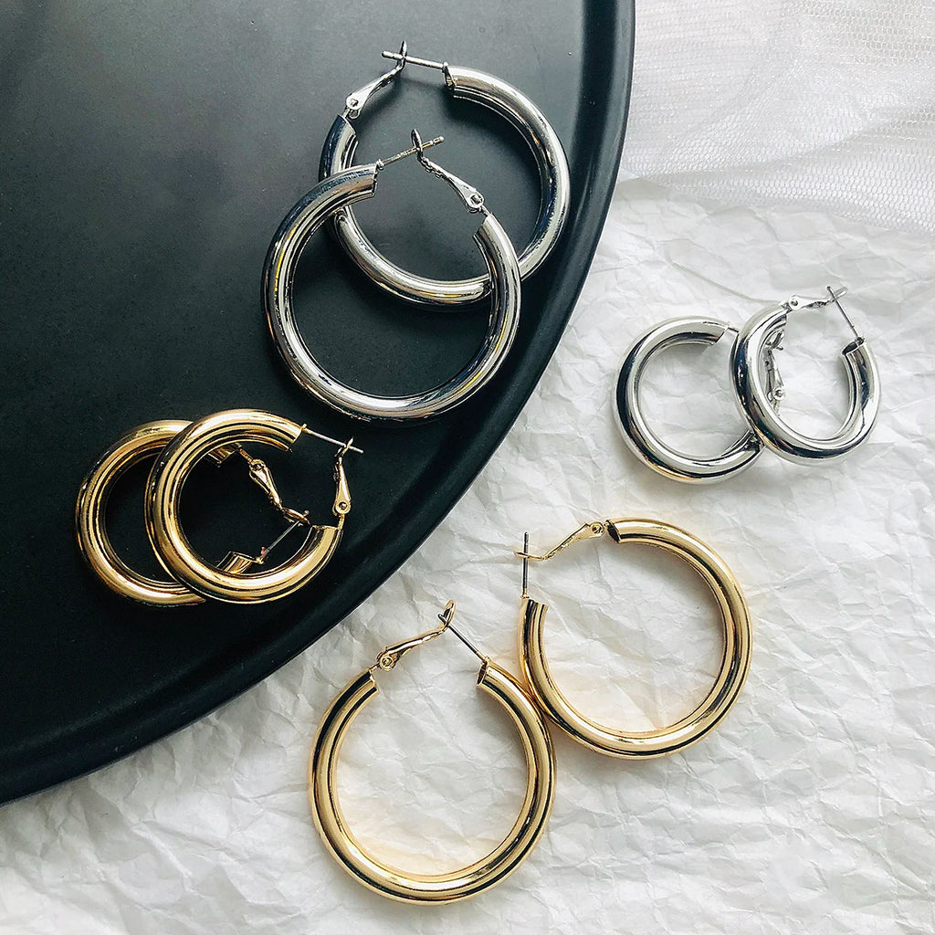 Oversize Hoop Earrings Big Circle Statement Vintage Jewelry