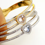 Gold-Plated Zircon Stainless Steel Bracelet Heart Shape