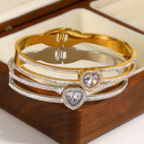 Gold-Plated Zircon Stainless Steel Bracelet Heart Shape