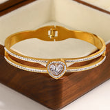 Gold-Plated Zircon Stainless Steel Bracelet Heart Shape