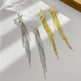 Metal Star Tassel Drop Earrings for Women Party Jewelry