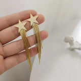 Metal Star Tassel Drop Earrings for Women Party Jewelry