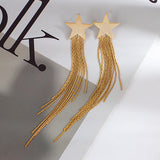 Metal Star Tassel Drop Earrings for Women Party Jewelry