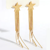 Metal Star Tassel Drop Earrings for Women Party Jewelry