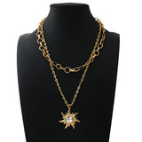 Crystal Sun Pendant Choker Necklace for Women