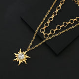 Crystal Sun Pendant Choker Necklace for Women