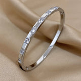 Inlaid Rhinestone Stainless Steel Bangle Bracelet