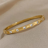 Inlaid Rhinestone Stainless Steel Bangle Bracelet