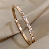 Inlaid Rhinestone Stainless Steel Bangle Bracelet