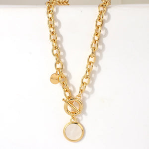 Silver Acrylic Round Pendant Necklaces Thick Chain Punk Collar Necklace