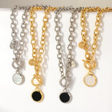 Silver Acrylic Round Pendant Necklaces Thick Chain Punk Collar Necklace