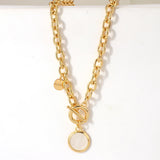 Silver Acrylic Round Pendant Necklaces Thick Chain Punk Collar Necklace