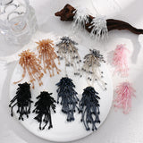 Colorful Beaded Flower Crystal Tassel Earrings Long Drop Jewelry