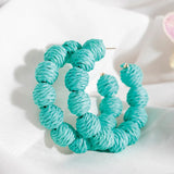 Colorful Rattan Knit Ball Hoop Earrings for Women