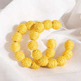 Colorful Rattan Knit Ball Hoop Earrings for Women