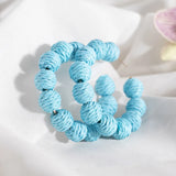 Colorful Rattan Knit Ball Hoop Earrings for Women