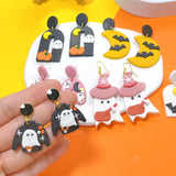 Halloween Polymer Clay Earrings for Women Girls Pumpkin Ghost Bat Drop Earrings